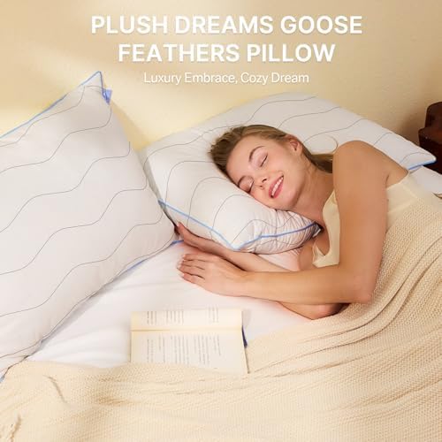 Felo Goose Feather Down Pillows Set of 2 Queen Size