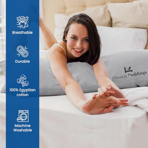 Dheeraj Beddings Body Pillowcase Cover 20x48 Silver Grey