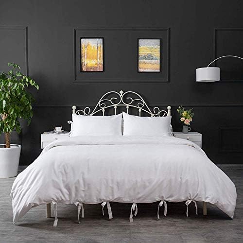 White Pillow Covers with Bow Ties Pure Cotton Standard Twin 2 Pieces