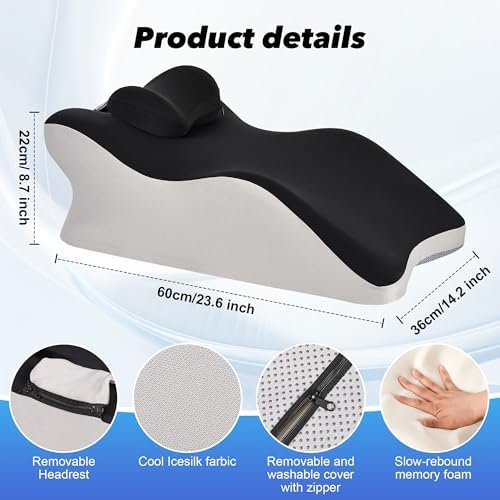 Aduken Back Pillow Wedge with Removable Headrest