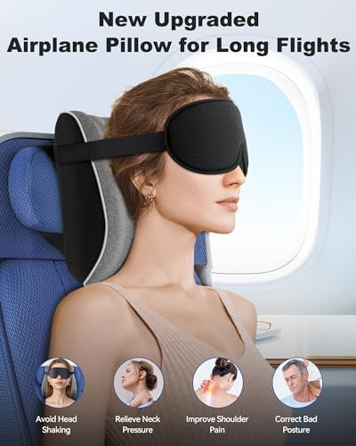 JefDiee Travel Pillow with Eye Mask and Strap