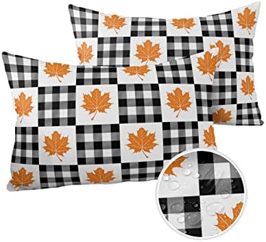Waterproof Pillow Protector 2 Pack with Zipper and Maple Leaves Pattern