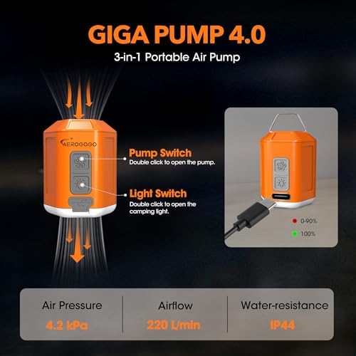 GIGA PUMP 40 - Compact Rechargeable Air Pump with Light