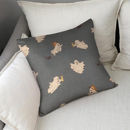 JOJOART Cute Ghosts Linen Pillow Covers Set of 2