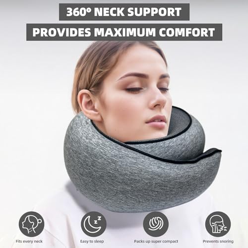 Premium Travel Pillow with 360 Support and Velcro Closure