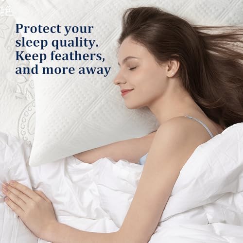 Kmall Waterproof Pillow Protectors 2 Pack with Zipper 20x26 Inches