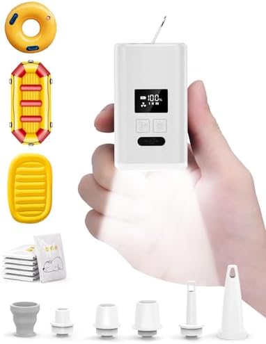 OMQ 2X Quick Inflation Air Pump with LED Light and 5 Nozzles