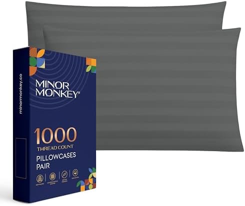 Minor Monkey Damask Striped Pillowcases Set of 2 - King Size
