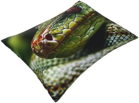 2 Pack Green Snake Pillow Cases with Hidden Zipper