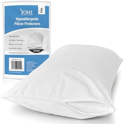 DMI 2 Pack Pillow Protectors - 20x26 Zipper Case Standard Size