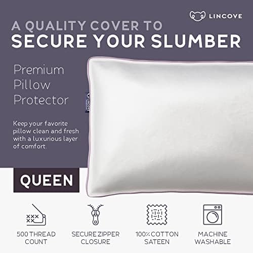 Lincove 100 Cotton Sateen Pillow Cover - 20x30 Zippered Protector