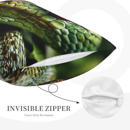 2 Pack Green Snake Pillow Cases with Hidden Zipper