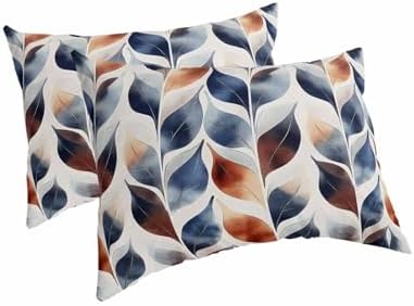 Navy Blue Burnt Orange Microfiber Pillowcase Set of 2