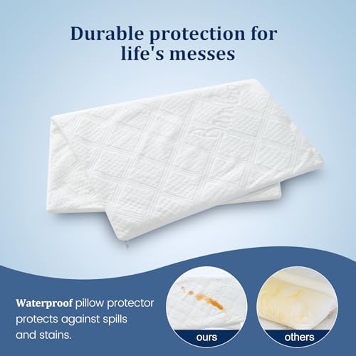 Kmall Waterproof Pillow Protectors 2 Pack with Zipper 20x26 Inches