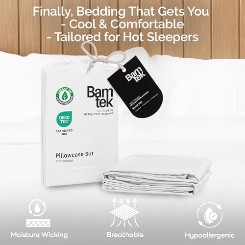 Bamtek Queen Size Set of 2 Cooling Pillowcases