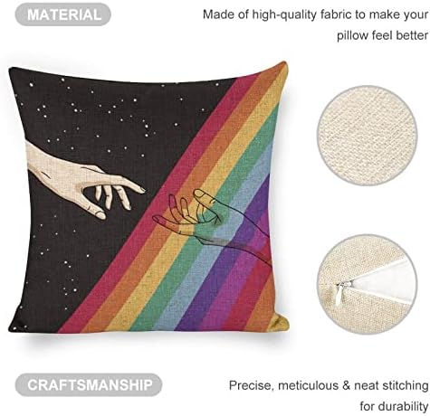 JOJOART Rainbow Hand in Space Throw Pillow Covers Set of 2