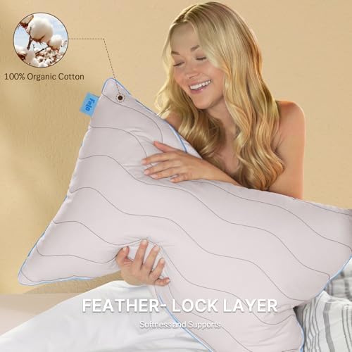 Felo Goose Feather Down Pillows Set of 2 Queen Size