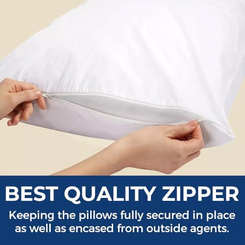 Linteum White Queen Pillow Protectors 2 Pack Zippered 20x30 Inches