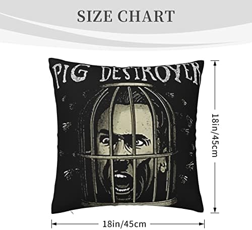 AMIOUDR Throw Pillow Covers Pig Singer Destroyer 18x18 Square Pillowcase