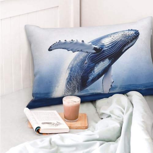 Blue Ocean Whale Pillow Cases Set of 2 Microfiber