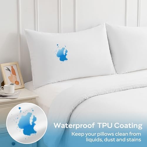 JELLYMONI Waterproof Pillow Protectors Queen Set of 2