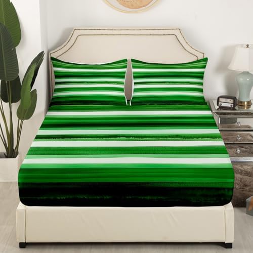 Castle Fairy Watercolor Striped Geometry Bed Sheet Set