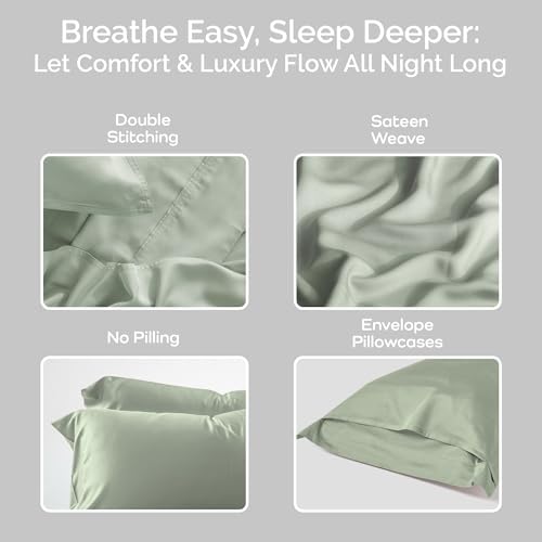 Bamtek Cooling Bamboo Pillowcases Queen Size Set of 2