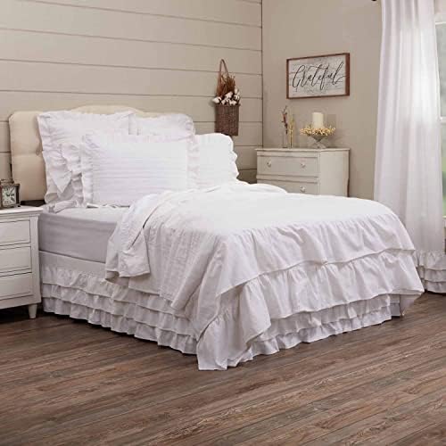Piper Classic Serenity King Bed Skirt 78x80 Crisp White Ruffled