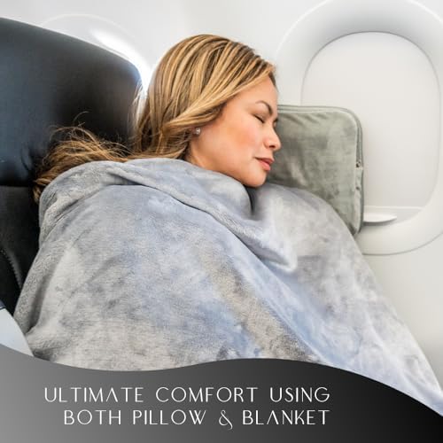 Travellow 4-in-1 Travel Pillow and Blanket Set - Grey