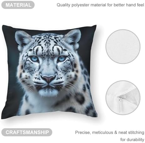 BoomDragon Super Soft Snow Leopard Pillowcase Protector - Square 18x18 Inches