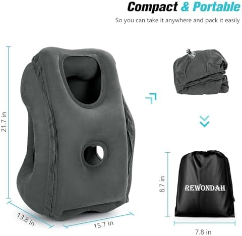 Rewondah Inflatable Airplane Pillow for Travel Comfort