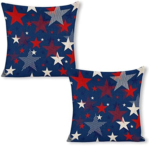JOJOART USA Flag Linen Throw Pillow Covers Set of 2