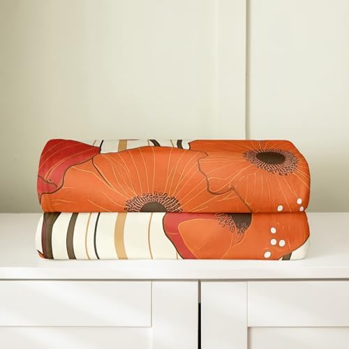 Feelyou Vintage Flower Flannel Throw Blanket 50x60