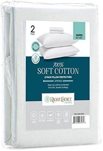 Right Choice Bedding Cotton Pillow Protectors with Zipper Set of 2