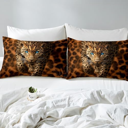 Manfei Wild Leopard Microfiber Fitted Sheet Set