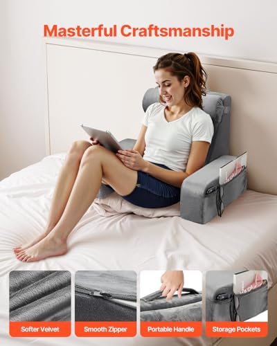 VEVOR Reading Pillow with Armrest and 3 Pockets