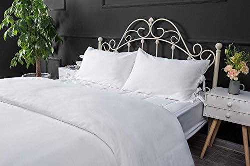 White Pillow Covers with Bow Ties Pure Cotton Standard Twin 2 Pieces