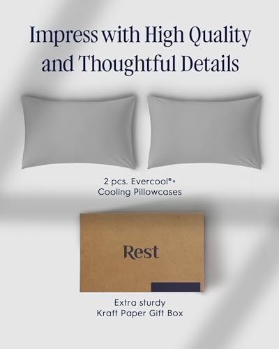 REST Evercool Cooling Pillow Cases - 2 Pack Silver Infused Hygienic Soft