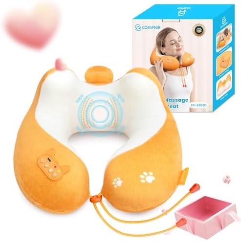 COMFIER Travel Pillow with Heat and Vibration Massage 1