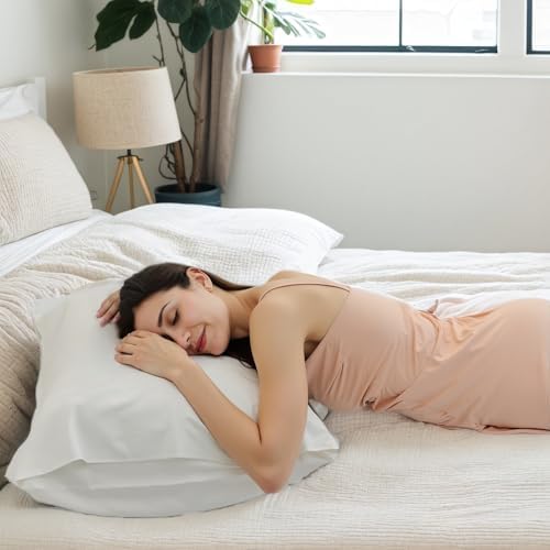 Cooling Bamboo Rayon Pillowcases 2 Pack 20x26 inch Ivory White