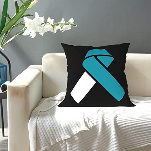 ByoBLu White and Teal Cancer Awareness Pillow Cover 12x12