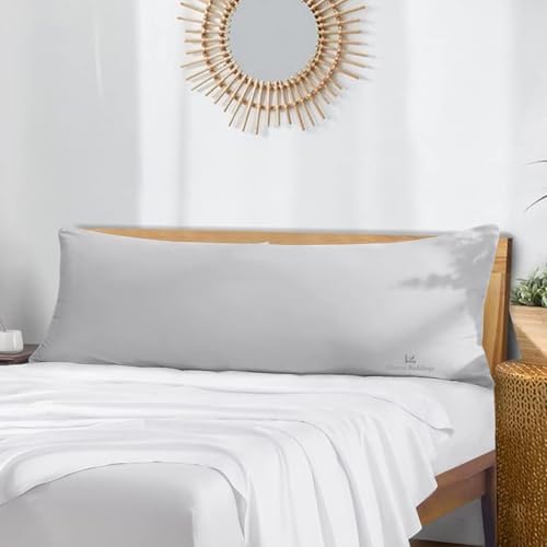 Dheeraj Beddings Body Pillowcase Cover 20x48 Silver Grey