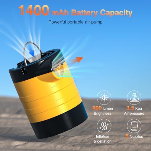 HUGERSTONE Rechargeable Air Pump with LED Light