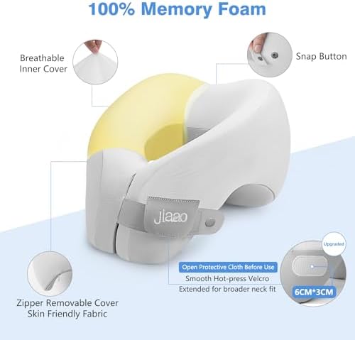 Jiaao 2 in 1 Travel Neck Pillow with Eye Masks and Earplugs