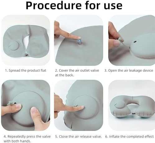 Adjustable Inflatable Neck Pillow with Eye Mask and Carry Bag