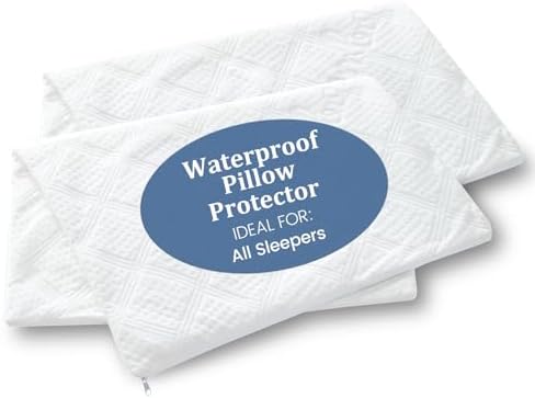 Kmall Waterproof Pillow Protectors 2 Pack with Zipper 20x26 Inches