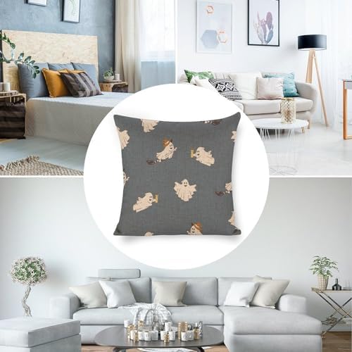 JOJOART Cute Ghosts Linen Pillow Covers Set of 2