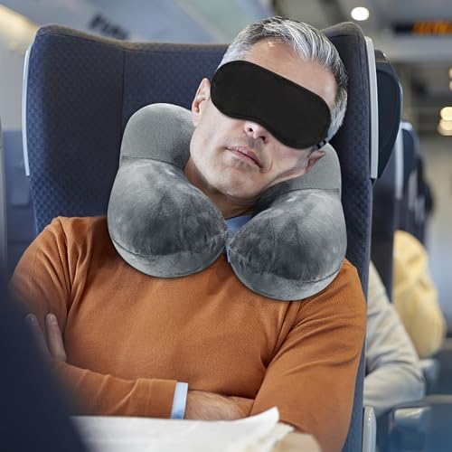 Inflatable Travel Pillow with Eye Mask and Earplugs
