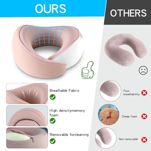 Adjustable Memory Foam Travel Pillow with Knitted Cotton Cover