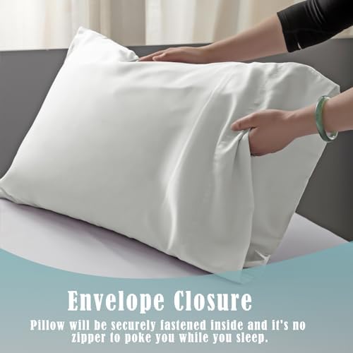 Cooling Bamboo Rayon Pillowcases 2 Pack 20x26 inch Ivory White